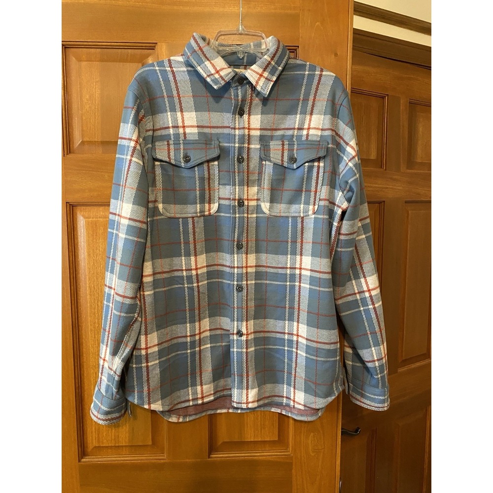 NWOT J Crew Mens Large Blue Autumn Fall Thick Seaboard Soft Knit Flannel Shirt